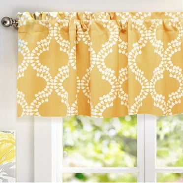 Driftaway Julianna Valance Geometric/Leaf Pattern Thermal/Blackout Window Curtain Valance, Rod Pocket, 52"X18" (Golden Yellow)