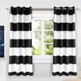 thumbnail image 1 of Driftaway Mia Stripe Room Darkening Grommet Unlined Window Curtains, Set Of Two Panels, Each 52”X63" (Black), 1 of 8
