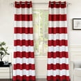thumbnail image 1 of Driftaway Mia Stripe Room Darkening Grommet Unlined Window Curtains, Set Of Two Panels, Each 52"X96" (Red), 1 of 7