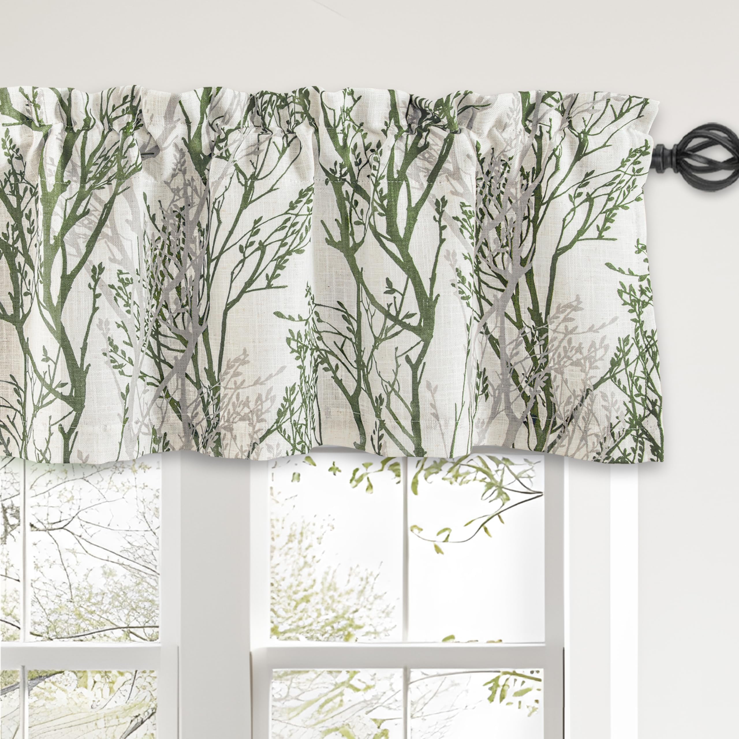 Valance Short Driftaway Tree Branch Linen Lined Valance Double Layer Thermal ...