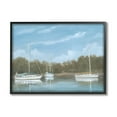 thumbnail image 1 of Drifting Boats Nautical Marina Landscape Painting Black Framed Art Print Wall Art, 1 of 7