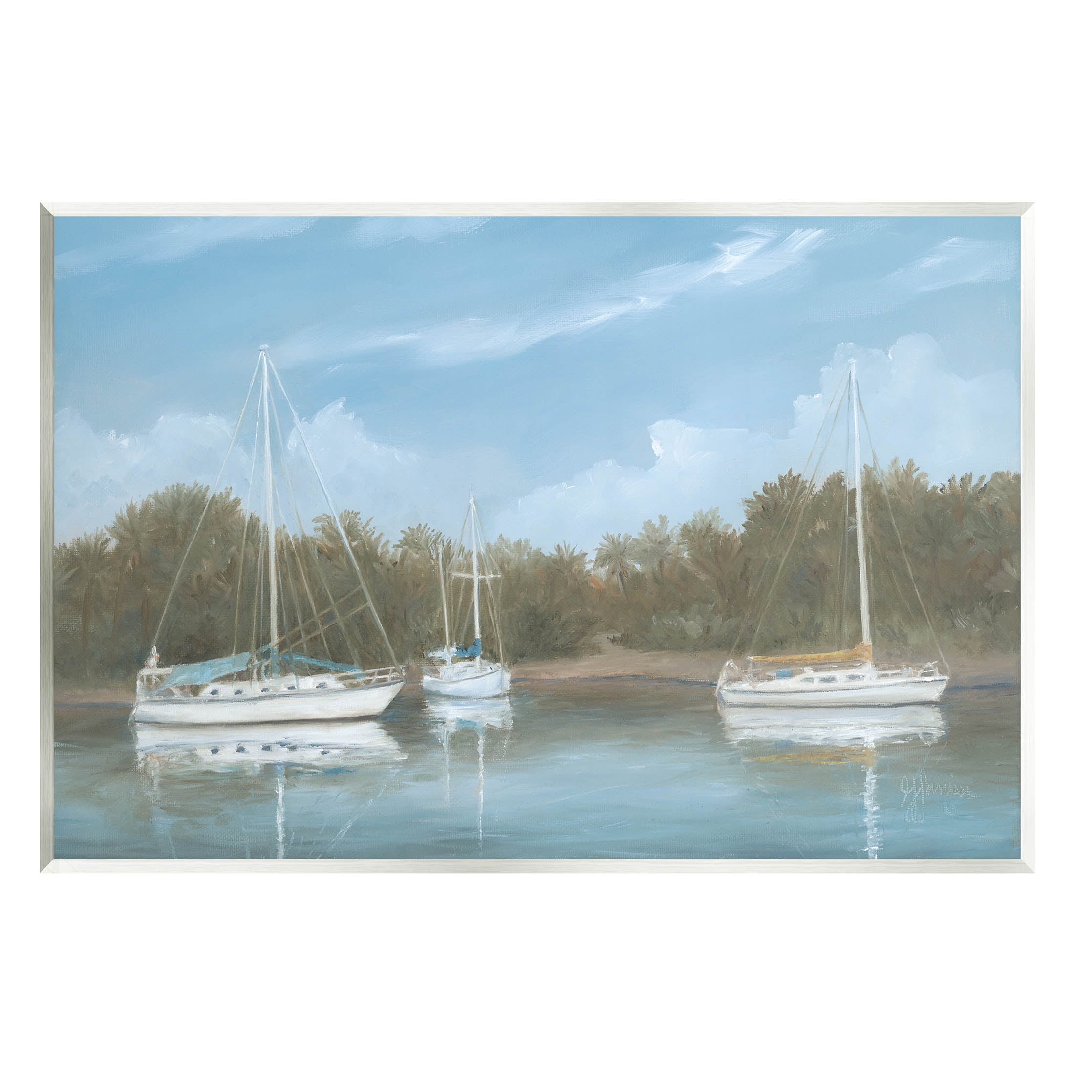 Drifting Boats Nautical Marina Landscape Painting Unframed Art Print Wall Art