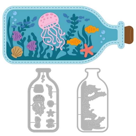 Drifting Bottle Cutting Dies - Marine Life Ocean Jellyfish Seagrass & Starfish Die Cuts for Card Scrapbooking & DIY CraftsDIY