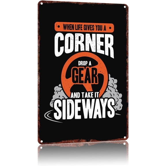 Drifting Car Design Funny Metal Tin Sign Vintage Bath Bathroom Laundry Room Decor Wall Signs 8X12Inch