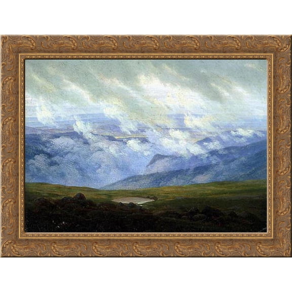 Drifting Clouds 24x20 Gold Ornate Wood Framed Canvas Art by Friedrich, Casper David