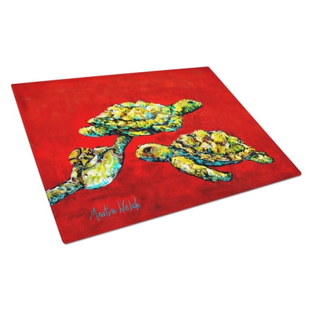 Drifting Home Turtles Glass Cutting Board Large