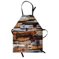 thumbnail image 1 of Driftwood Apron Wooden Theme Driftwood and Knotty Planks in the Vintage Style Design Digital Image, Unisex Kitchen Bib Apron with Adjustable Neck for Cooking Baking Gardening, Brown, by Ambesonne, 1 of 3