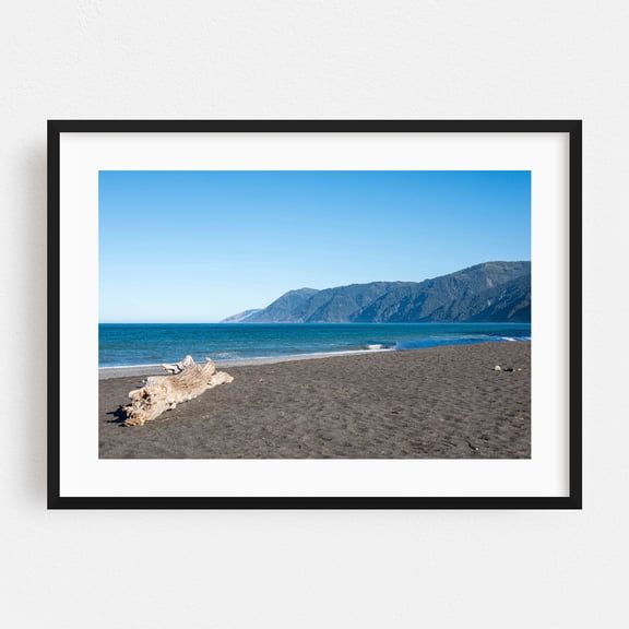 Driftwood Dreams - Shelter Cove California Photography Beach Coastal Ocean Seascape Waves Nature Landscape Black Framed Wall Art Print 5 x 7 inches