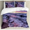 thumbnail image 1 of Driftwood Duvet Cover Set, Driftwood Beach Landscape Wavy Sea and Cloudy Sky at Sunset Digital Image Print, Decorative 3 Piece Bedding Set with 2 Pillow Shams, Queen Size, Blue Grey, by Ambesonne, 1 of 3