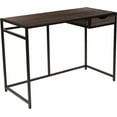 thumbnail image 1 of Driftwood Finish Computer Desk with Drawer and Black Metal Frame, 1 of 5