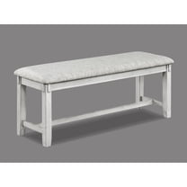 Driftwood Finish Wooden Bench With Grey Linen Blend Upholstery For Dining Room Transitional And Comfy Fabric