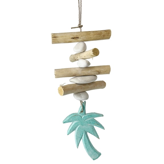 Driftwood Hanging Palm Tree Coastal Decor - Beach Wood Garland Indoor Outdoor Patio Garden Gift 15"