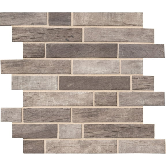 Driftwood Interlocking 12 in. x 12 in. x 6 mm Glass Mesh-Mounted Mosaic Tile (14.55 sq. ft. / case)