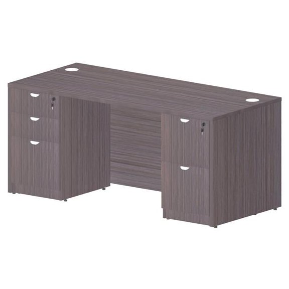 Driftwood Office Desk Set - 66 in. - Box File & File Pedestals - Durable Design