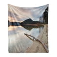 thumbnail image 1 of Driftwood Soft Flannel Fleece Throw Blanket, Landscape of Lake Shoreline the Dead Tree Trunk in the Water Digital Print, Cozy Plush for Indoor and Outdoor Use, 70" x 90", Sand Brown, by Ambesonne, 1 of 5