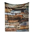 thumbnail image 1 of Driftwood Soft Flannel Fleece Throw Blanket, Wooden Theme Driftwood and Knotty Planks in the Vintage Style Design Digital Image, Cozy Plush for Indoor and Outdoor Use, 50" x 60", Brown, by Ambesonne, 1 of 5