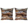 thumbnail image 1 of Ambesonne Vintage Throw Pillow Cover 2 Pack, Knotty Planks Vintage, 16", Brown, 1 of 2