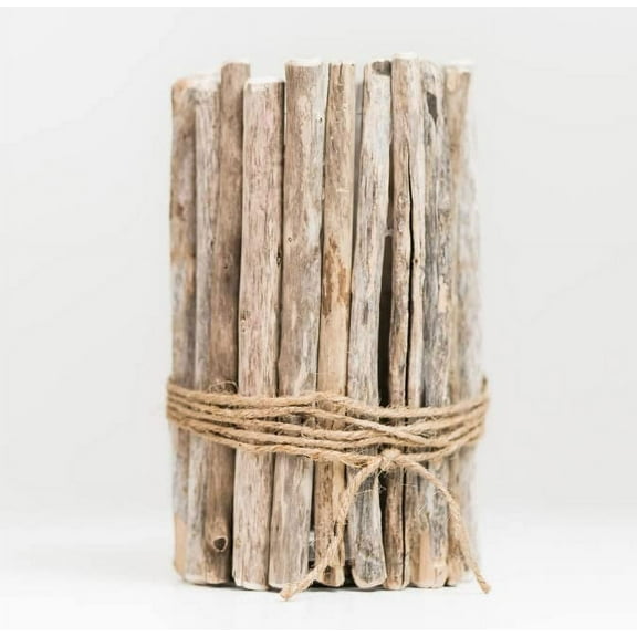 Driftwood Vase - Beach House Decor or Wedding Table Centerpiece - Glass Vase and Driftwood - Rustic and Chic Lake House, Boho (8 in. Tall x 4 in. Wide Round Vase)