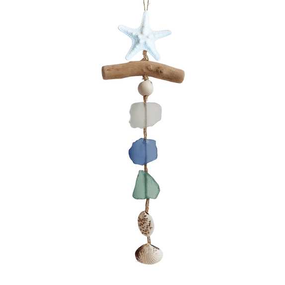 Driftwood Wall Art, Sea Glass Decor, 18X5 In, White Starfish, Wall Decor, Patio Porch 2026 Decorations, Shell Accents, 1 Pc