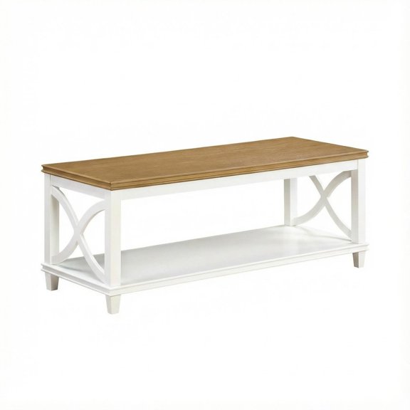 Driftwood White Coffee Table MDF Modern Farmhouse Design Durable Surface