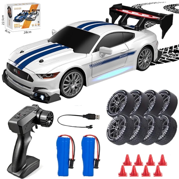 Drifty Boyz RC Car, 1:24 High-Speed 4WD RC Drift Car, 30KM/H Racing, Drifting, 2.4GHz Remote Control, Replaceable Tires, LED Lights, Durable PVC, ABS Construction for Hobbyists