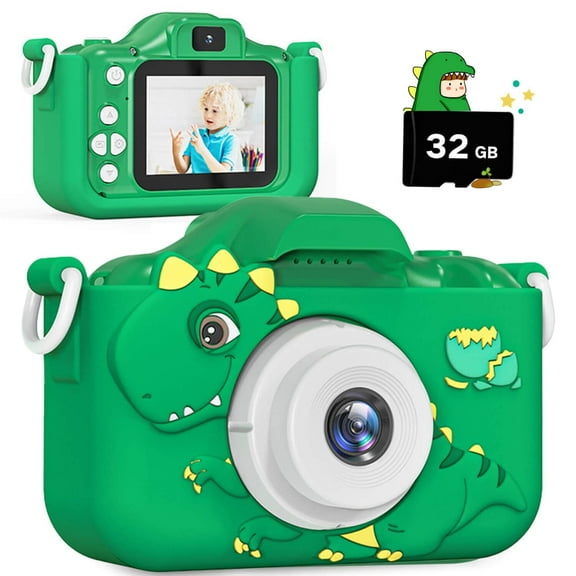 Drify Kids Dinosaur Camera 1080P HD Selfie Digital Video Camera for Toddlers Christmas Birthday Gifts for Girls Boys 3-12