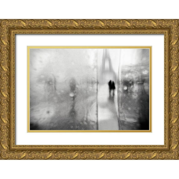 Drigny, Eric 32x23 Gold Ornate Wood Framed with Double Matting Museum Art Print Titled - Love Story In Paris
