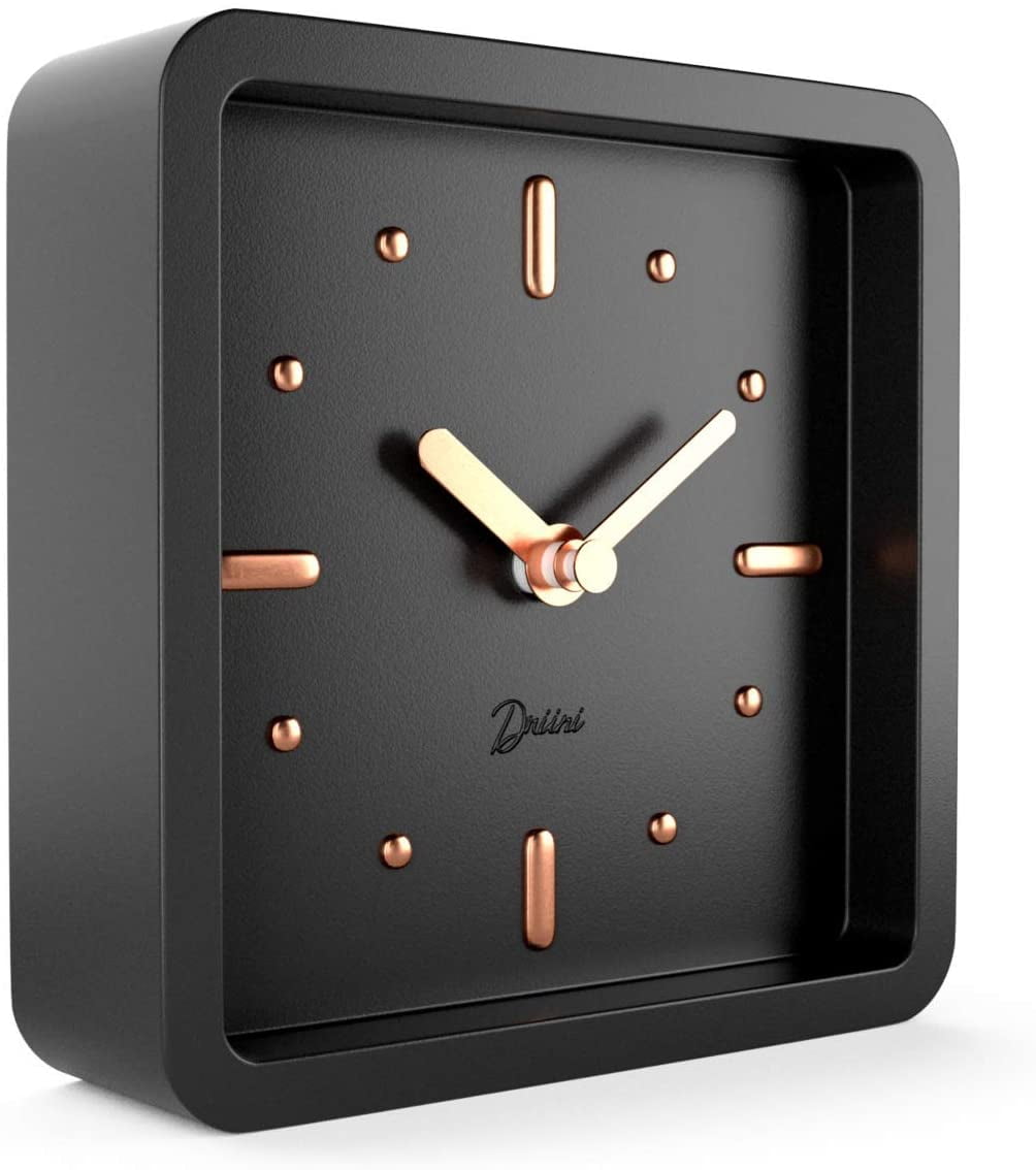 Black Rose Gold Polyresin Analog Desk Clock