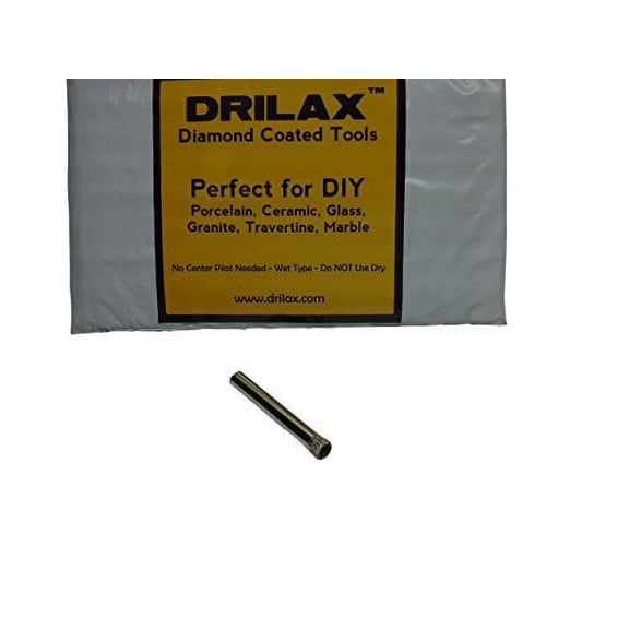 Drilax Diamond Coated Drill Bit Hole Saw Size 1/4 inch  in Inch Glass, Marble, Granite, Ceramic Porcelain Tiles, Bottles, Fish Tanks, Stones, Rocks, Gems DIY Kitchen, Bathroom Renovation Drilling