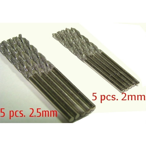 Drilax Diamond Coated Twist Drill Bits Assorted Pack of 10pcs. 2 Different Sizes 2mm and 2.5mm Drilling Jewelry Beach Sea Glass Shells Gemstones Lapidary