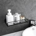 thumbnail image 1 of No Drill Adhesive Bathroom Shelf - Renter Friendly Carbon Steel Wall Mounted Organizer, Space Saving Stick On Shelf for Toiletries, Shower & Kitchen Supplies (Black), 1 of 6
