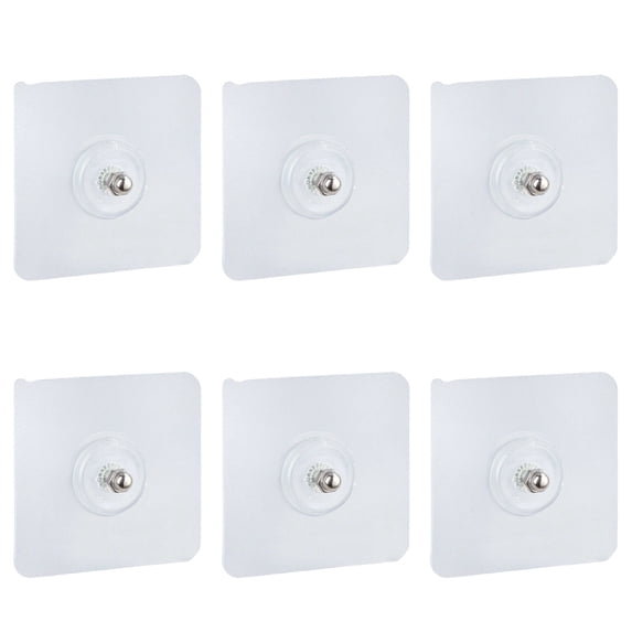 No Drill Adhesive Wall Hooks Heavy Duty Self Adhesive Picture Hangers Nail Free Wall Mount Hooks Reusable Transparent Sticky Hooks For Bathroom Kitchen Office (1/3/6 PCS)