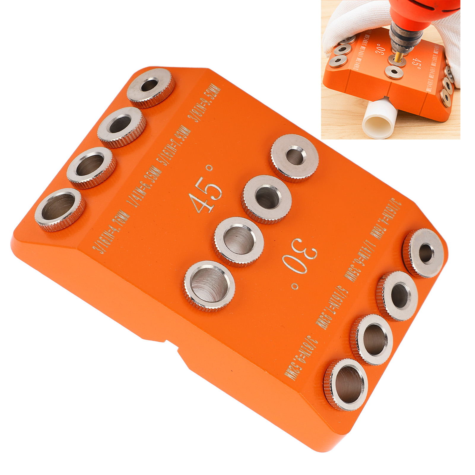 Drill Angle Guide, Anodized Angled Drill Guide Jig 30 45 90 Degree