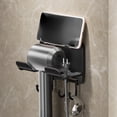 thumbnail image 1 of No Drill Bathroom Hair Dryer Wall Mount Holder | Multifunctional Storage Organizer with Hook & Phone Stand | Space Saving Adhesive Mount for Hair Dryers & Toiletries | 5KG Load Capacity, 1 of 6