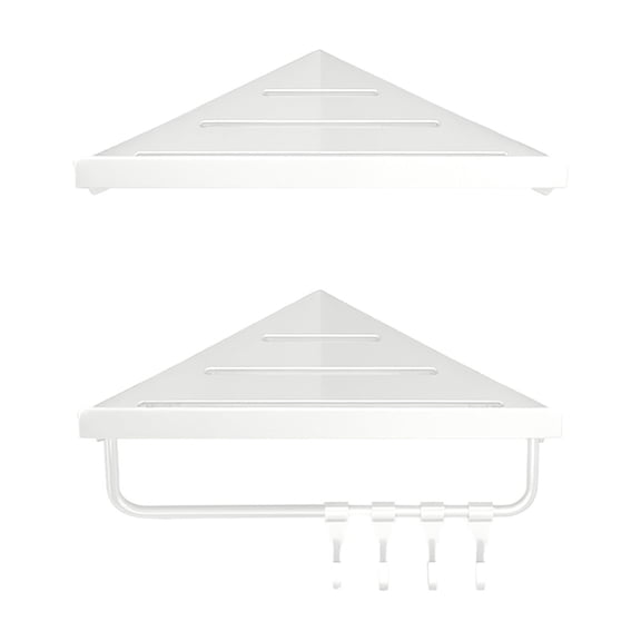 No Drill Bathroom Shelf Set, Double Tier Triangle Corner Shelf, Strong Adhesive Wall Mounted Shower Storage, Rustproof Organizer for Shampoo, Soap, and Bath Accessories