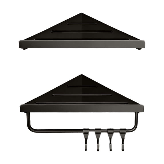 No Drill Bathroom Shelf Set, Double Tier Triangle Corner Shelf, Strong Adhesive Wall Mounted Shower Storage, Rustproof Organizer for Shampoo, Soap, and Bath Accessories
