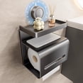 thumbnail image 1 of No Drill Bathroom Shelf Waterproof Storage Rack 7.87in Suction Cup Mounted Adhesive Free Space Saving Organizer for Bathroom Shower Toilet Shower Gel Tissues Phone Bathroom Accessories Storage, 1 of 8