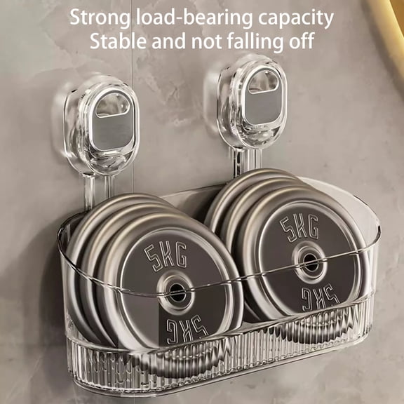 No Drill Bathroom Suction Storage Box Strong Suction Cups Heavy Duty Organizer, Large Capacity Shower Caddy Storage Box for Bathroom, Waterproof Hanging Shelf with Drainage Holes