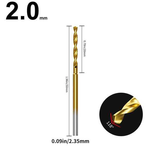 Drill Bit 0.6-2.2mm Tiny Drill Bit 2.35 Shank Engraving Bit Hole Drilling Tool