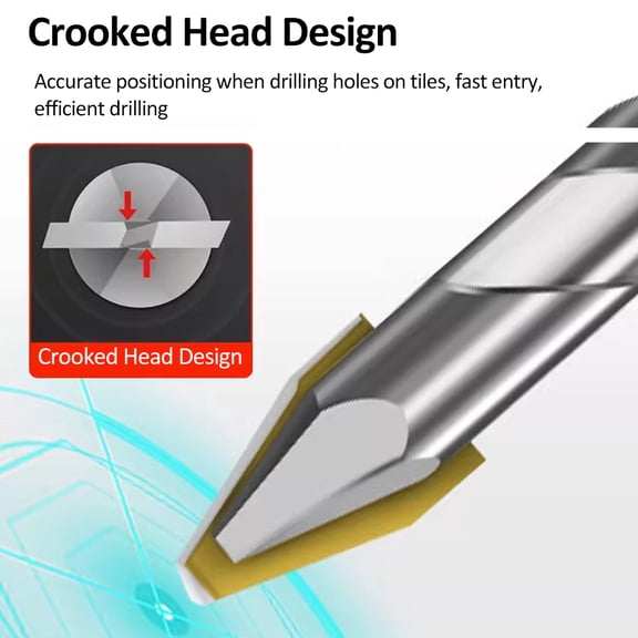 Drill Bit,Ceramic Brick Drill Bit Brick Wall Wood Drill 6.35mm Set Ceramic Set 6mm/8mm/10mm/12mm Head Drill Crooked 4pcs Set Concrete