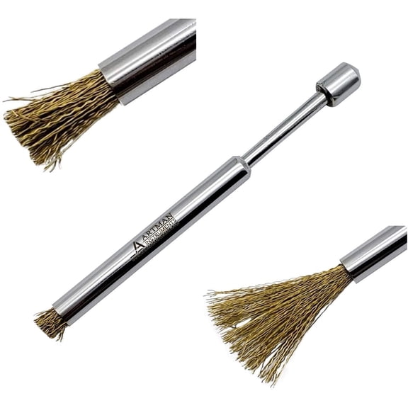 Tough Brass Bristle Brush with Telescopic Handle for Rust Cleaning by Artman Instruments