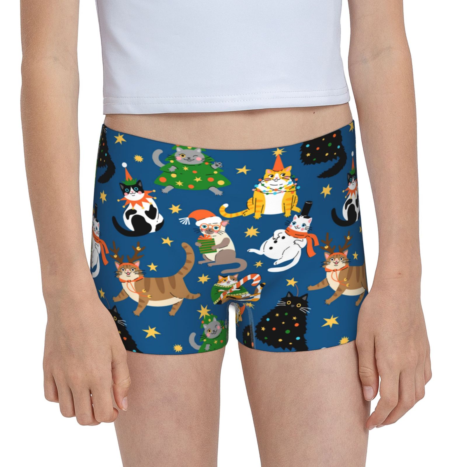 Easygdp Different Cats Christmas Girls Hipster Cotton Underwear Little