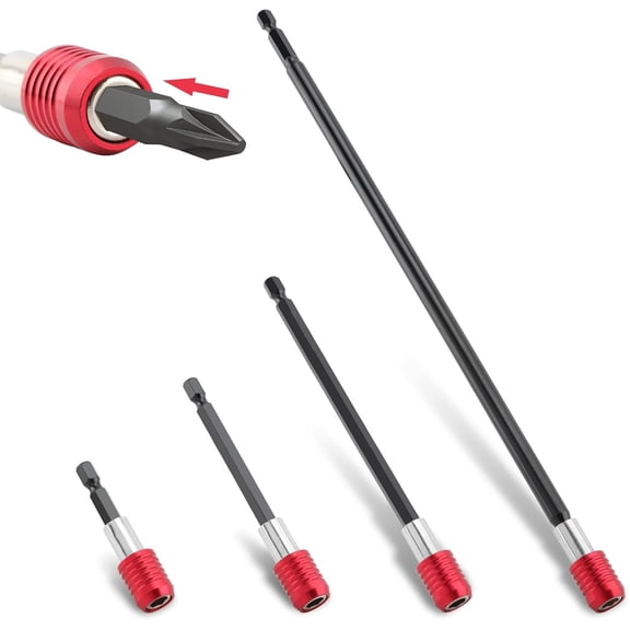 Drill Bit Extension Set, 4 Pack 1/4 Inch Hex Shank Quick Release Extension Adapter for Impact Driver Screws Nuts Drill(COLOR:As shown)