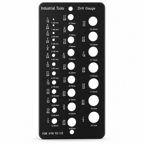 Drill Bit Gauge Template Sizing Sizer Tool for Easy Measurement, Multi, Black, 1-Pack