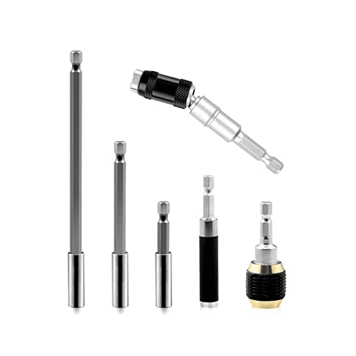 Drill Bit Holder Extension 6Pc Flexible Swiveling Bit Tip