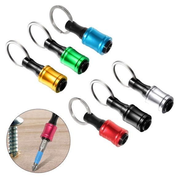 Drill Bit Holder Hex Shank Screwdriver Keychain Extension Bar Quick Release Silver