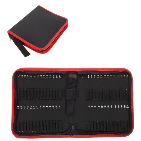 Drill Bit Organizer Bag with 55 Slots, Oxford Cloth Screwdriver Bit Storage Case with Zipper and Carry Handle, Portable Small Tool Pouch for Carpenter, Mechanic and DIY Use, Case Only