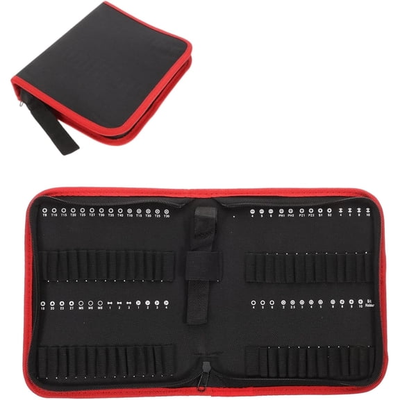 Drill Bit Organizer Bag, Oxford Tool Case Holds 55 Bits, Portable Small Tool Pouch With Zipper, Handheld Bit Pouch Tool Kits Organizer for Carpenter Mechanic (CASE ONLY)