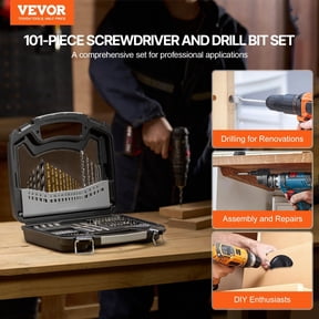Drill Bit Set,101 Pieces Drill&Driver Bit Set,Screwdriver Bit Set Suitable for Wood Metal Cement Drilling&Screw Driving,Drill Bit Sets Combo Kit Assorted in Organized Carrying Case