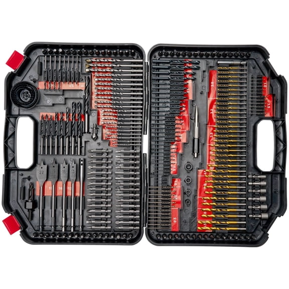 Drill Bit Set 246-Piece with Screwdriver Bits for Wood Metal Concrete Drilling and Screw Driving with Organized Carrying Case